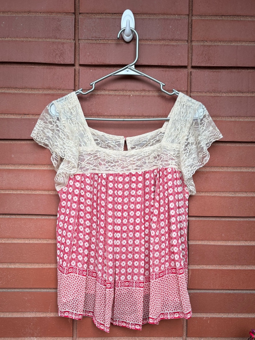 Petticoat Alley Red Lace Sheer Top